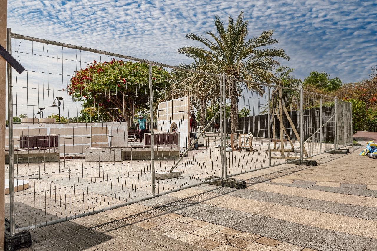 Temporary Heras fence panels installed for site security in the UAE